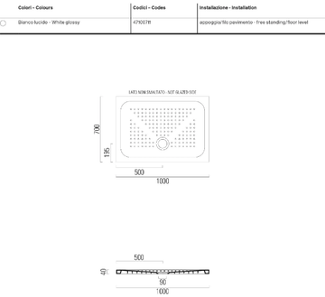 H4 100x70 - Ceramic shower tray by GSI ceramica - view 3